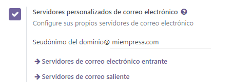 Configuración de servidores personalizados de correo electrónico