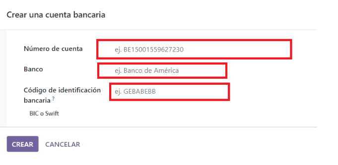 Crear una cuenta bancaria en Odoo