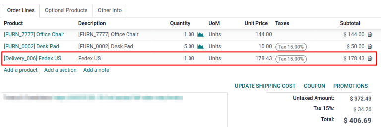 Show delivery product on the sales order line.