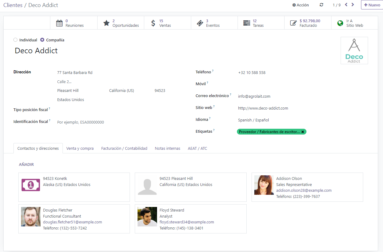 Ficha de cliente en Odoo