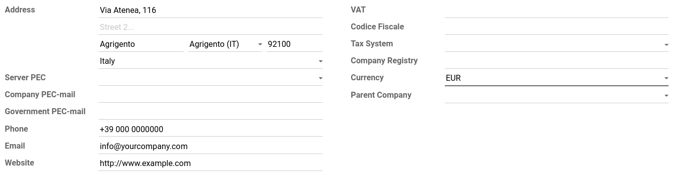 Company information to provide