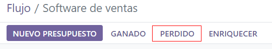 Botones de ganar/perder lead debajo del menu CRM.