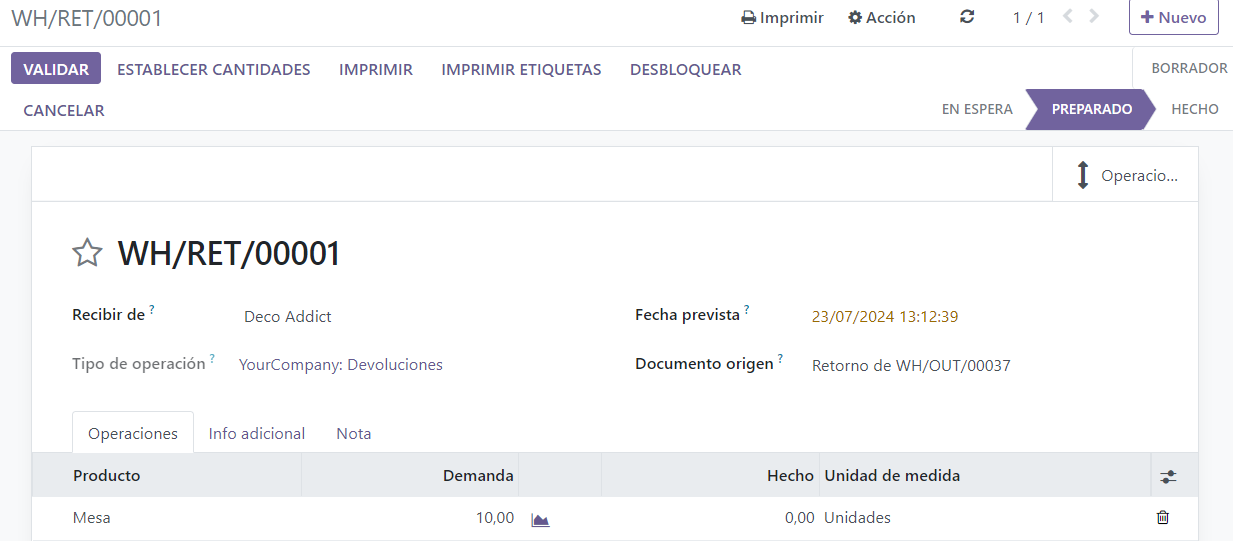 Modelo de devolución de pedido