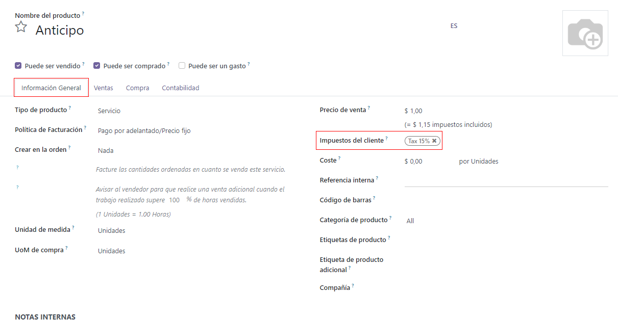 Cómo modificar el enlace de la cuenta de ingresos para los pagos iniciales