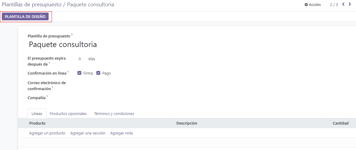 Diseño una plantilla de presupuestos