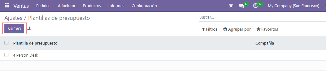 Pagina de plantillas de presupuestos