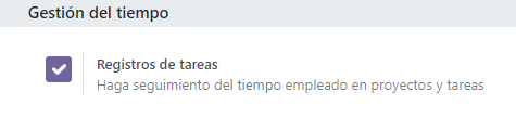 Activar el registro de tareas en los ajustes de Odoo