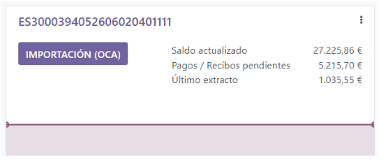 Los diarios bancarios se muestran en el Panel de contabilidad y contienen botones de acción