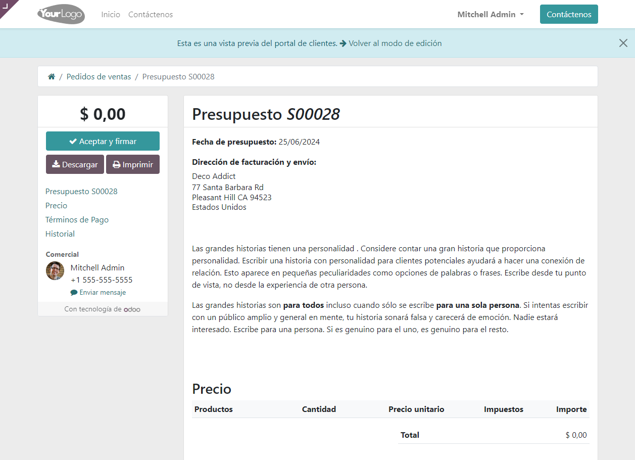 Vista previa cliente plantilla