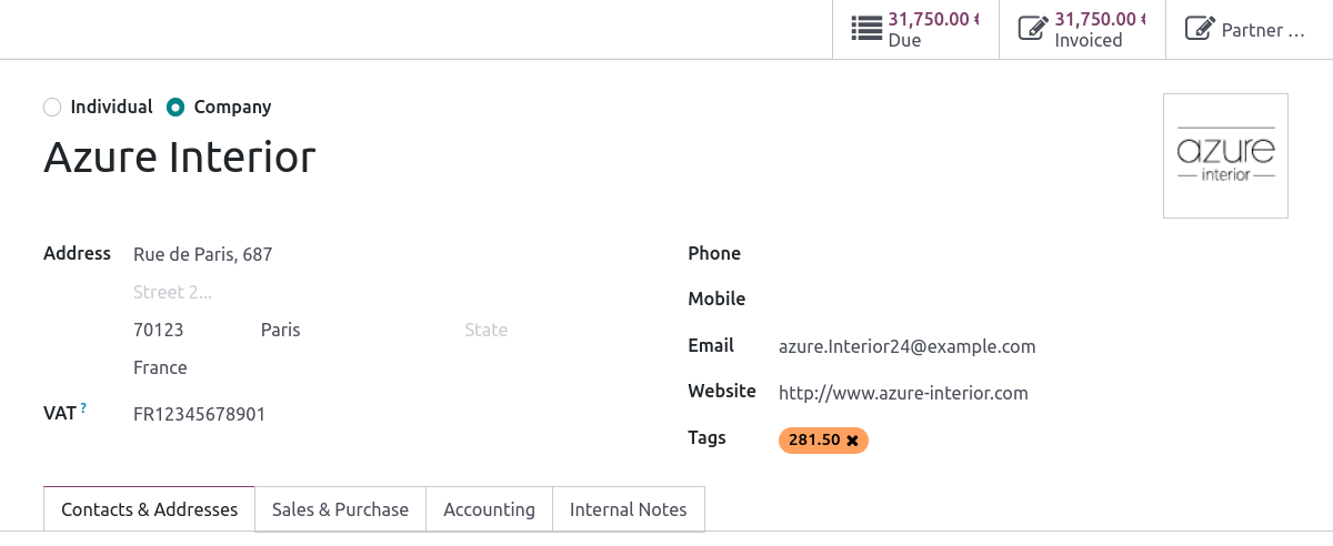 Agregar la etiqueta 281.50 a un formulario de contacto.