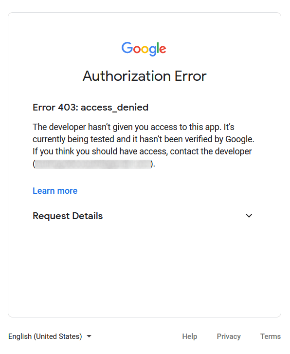 403 Error de acceso denegado.