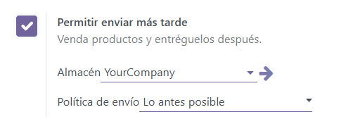 Ajustes para habilitar y configurar la función Enviar después