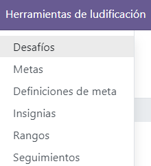 Vista del menu de gamificacion en los ajustes de Odoo