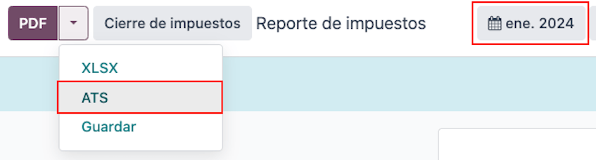 Descargar el reporte ATS para Ecuador en Contabilidad de Odoo.