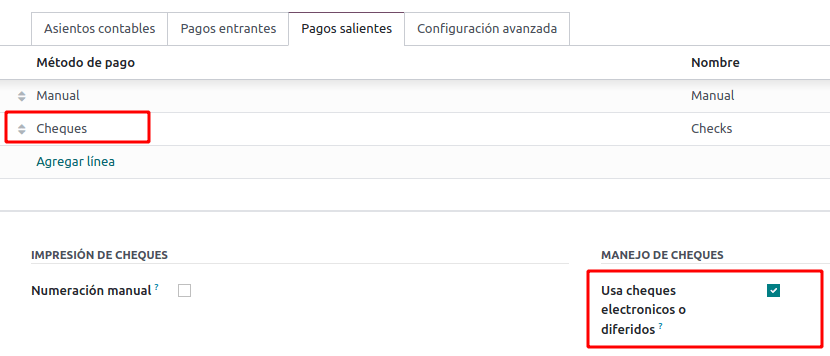 Configuración de diarios bancarios.