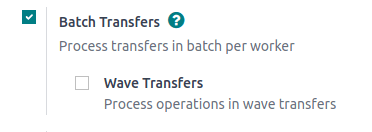Active los *traslados por lote* en Inventario > Configuración > Ajustes.