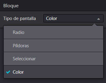 Opciones para mostrar tributos en pantalla