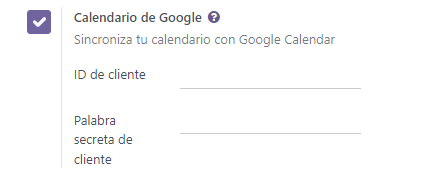 La opción a activar de Google Calendar en los ajustes generales.