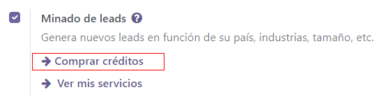 Compra creditos desde los ajustes