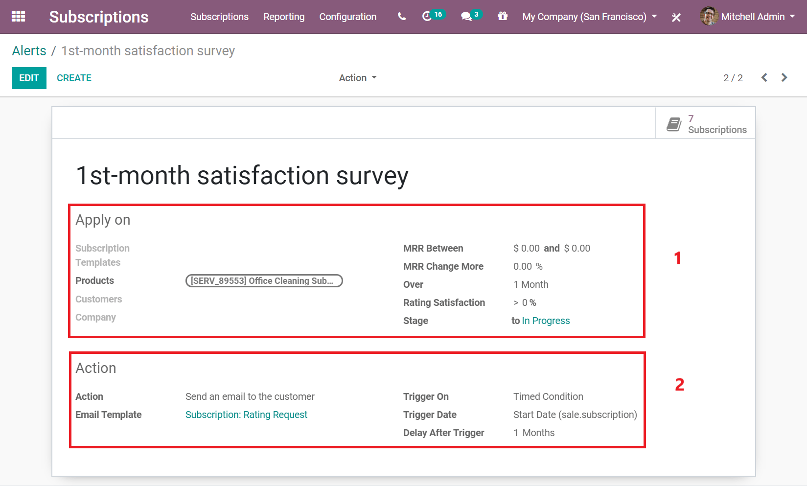 Nueva alerta automática en Suscripciones de Odoo