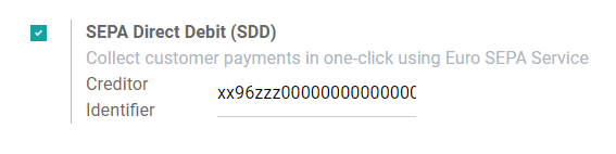 Agregar un número de identificador de acreedor SEPA a contabilidad de Odoo