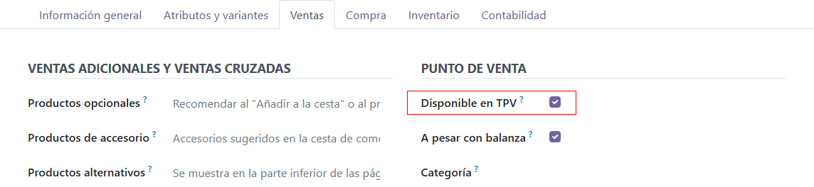 Hacer que un producto esté disponible en el PdV.