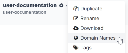 Acceder a la configuración de nombres de dominio de una base de datos.