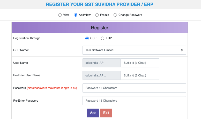 Enviar los datos de registro de la API del GSP