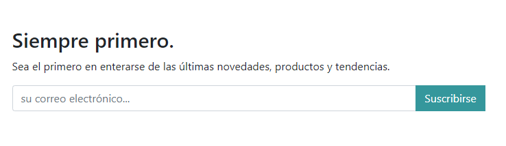 Vista de un bloque de boletín de muestra en la aplicación Sitio web de Odoo.