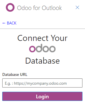 Ingresar la URL de la base de datos de Odoo.