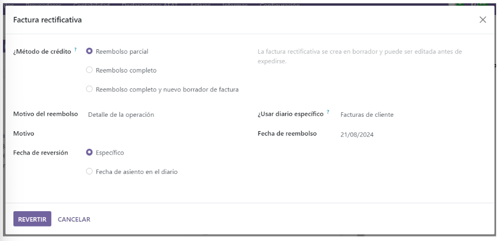 Ejemplo de factura rectificativa