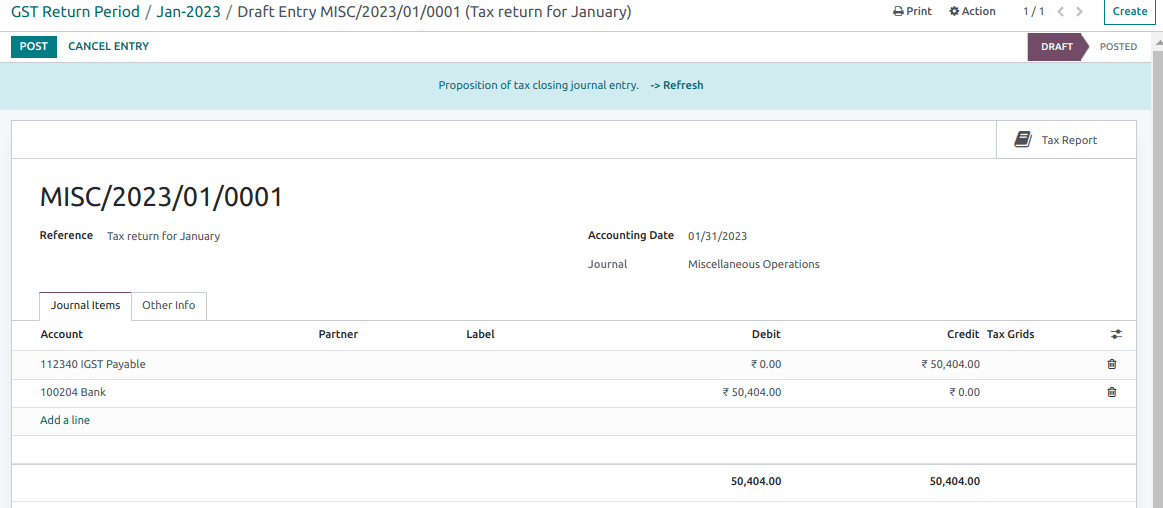 Registrar asiento GSTR-3