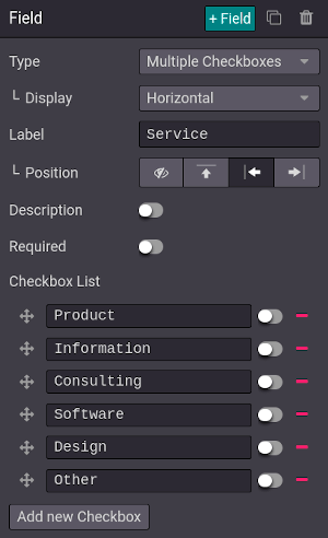 Ajustes de la configuración de las 'casillas de verificación'