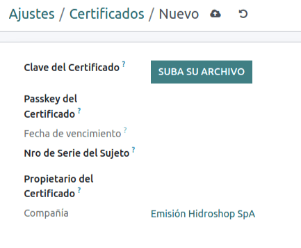 Configuración del certificado digital.