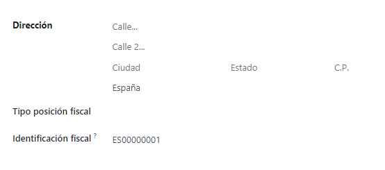 Complete el formulario de contacto con el país y el número de IVA antes de hacer clic en *Guardar*