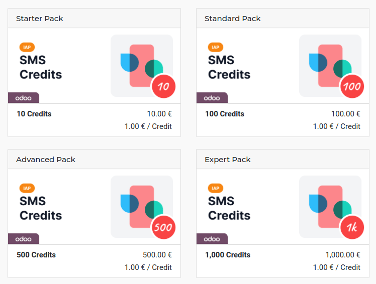 Cuatro paquetes de créditos distintos para el servicio SMS de IAP.