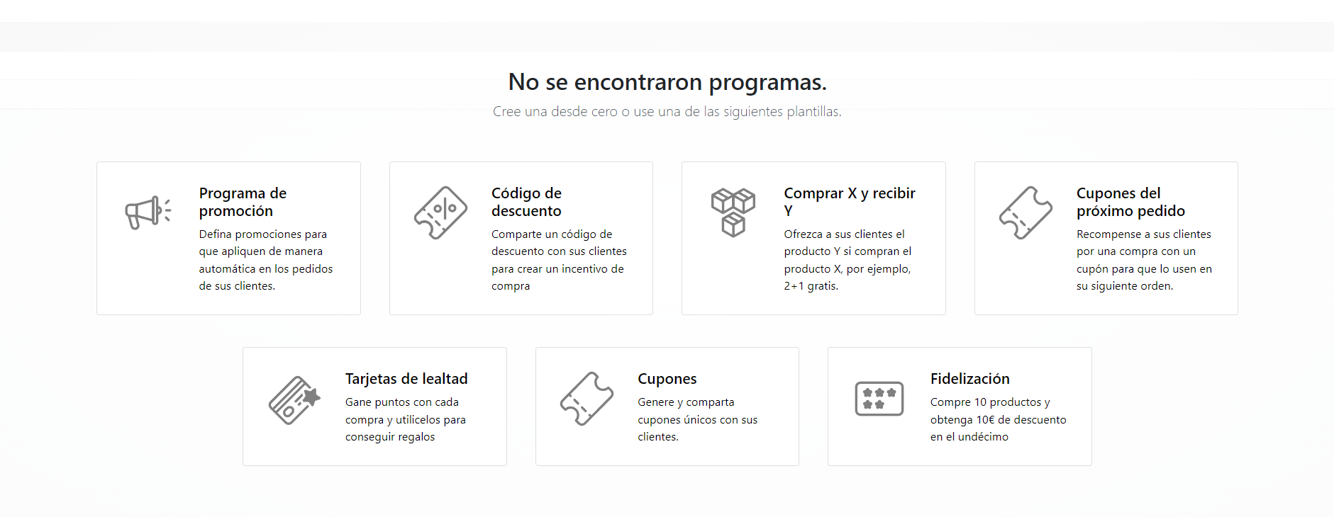 Plantillas de descuentos y lealtad
