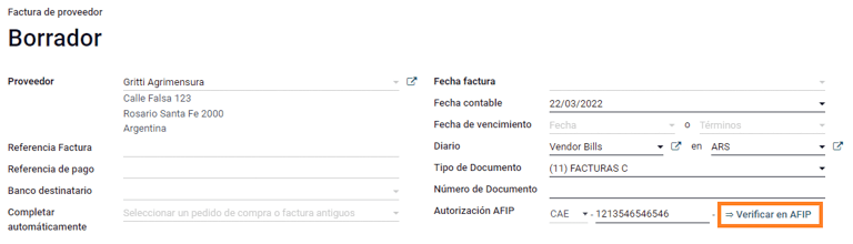 Verificación en la AFIP.